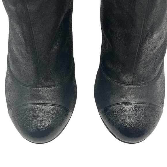 CHANEL Pearl Ankle Boots Black Leather EU 38 US 8 - Picture 2 of 16